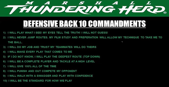 Coach Bowman's 10 Commandments for DB